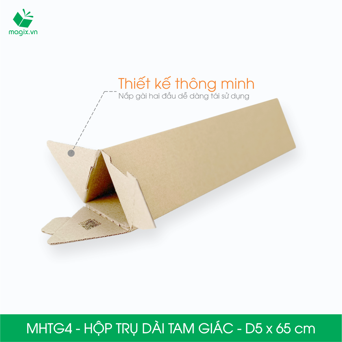 MHTG4 - D5x65 cm - 10 Hộp trụ dài tam giác thay thế ống giấy - Hộp carton đóng gói hàng