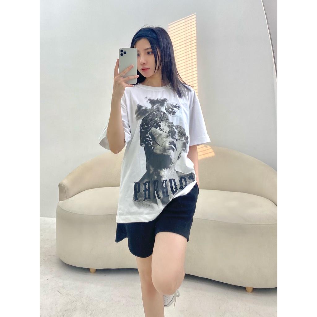 Áo thun form rộng Paradox tay lỡ - Unisex - In hình - THE REVERIE - Màu trắng