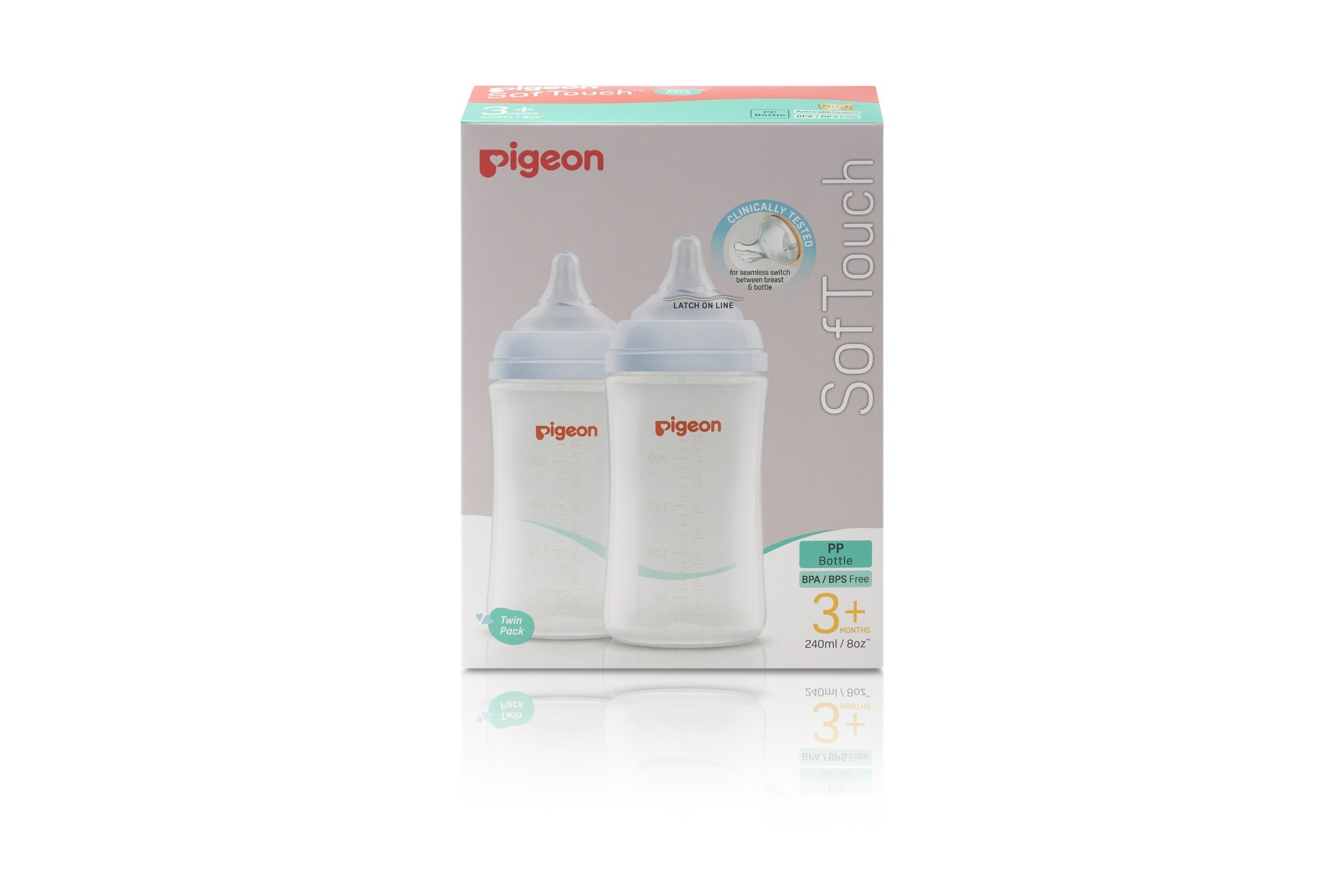 Bộ Đôi Bình sữa Softouch PP Plus Pigeon thế hệ III 160ml/240ml