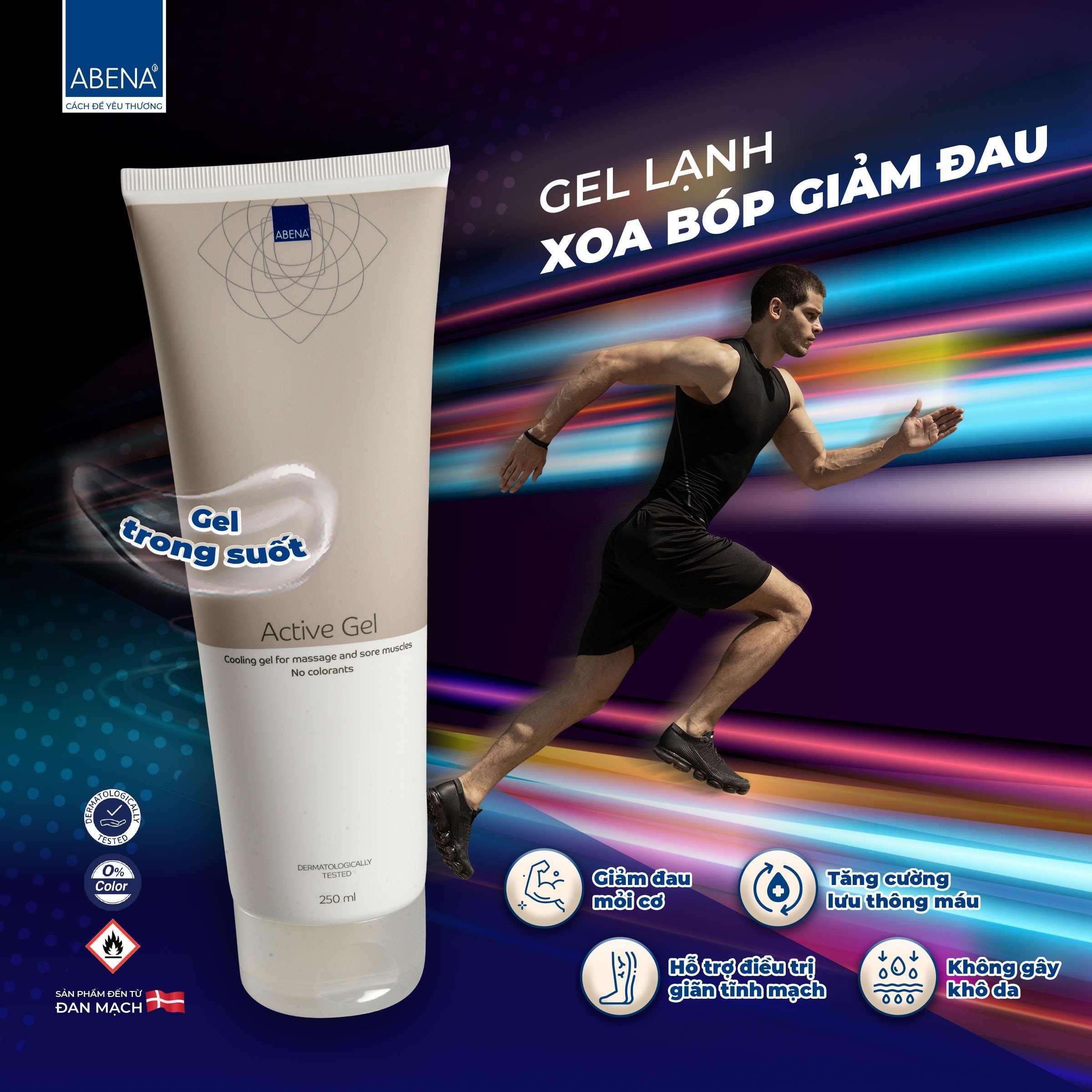 Gel xoa bóp lạnh giảm đau cơ Abena ActivGel mẫu mới - Nhập khẩu Đan Mạch