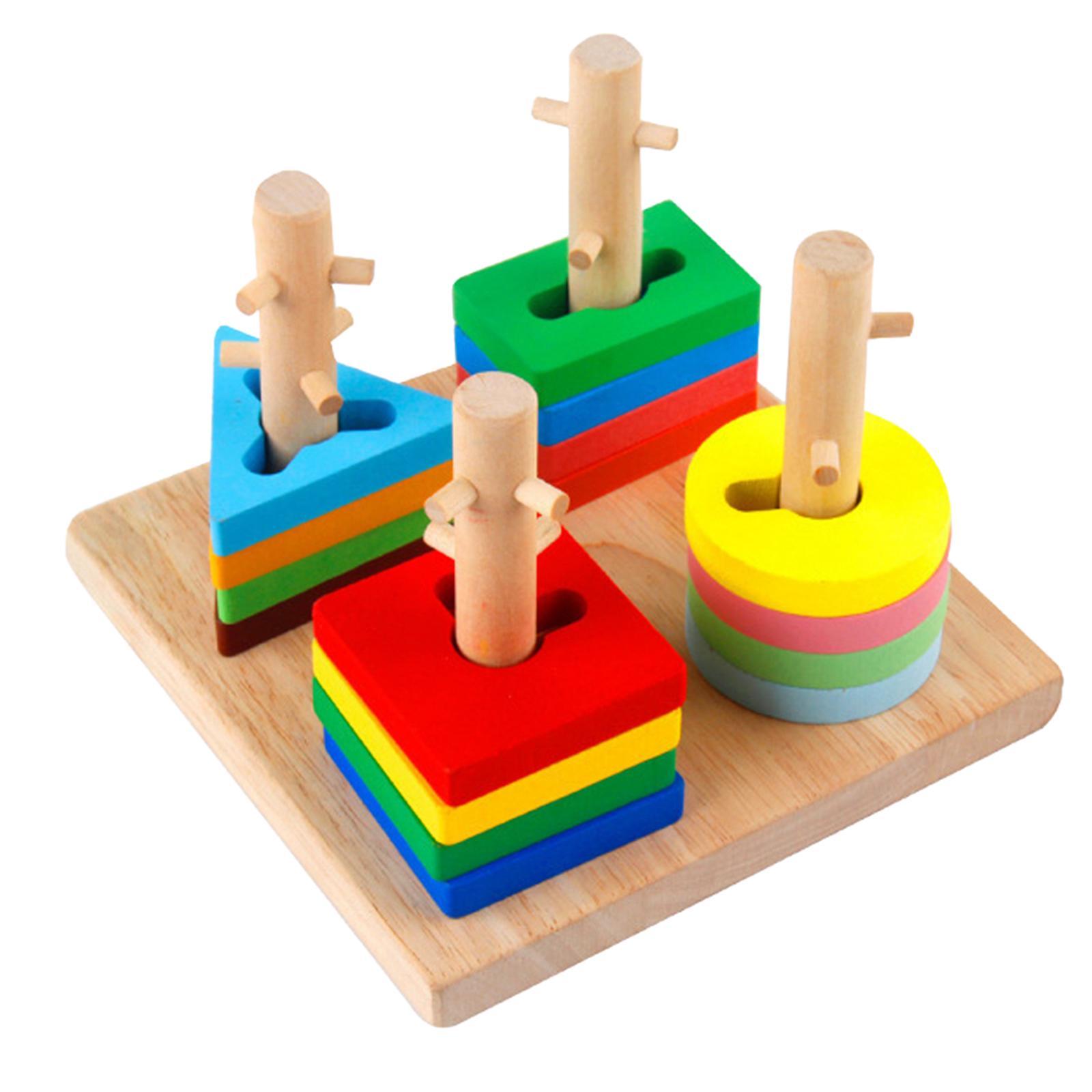 Montessori Wooden Sorter Stacking Toy Puzzles Toy for Preschool Kids Girls