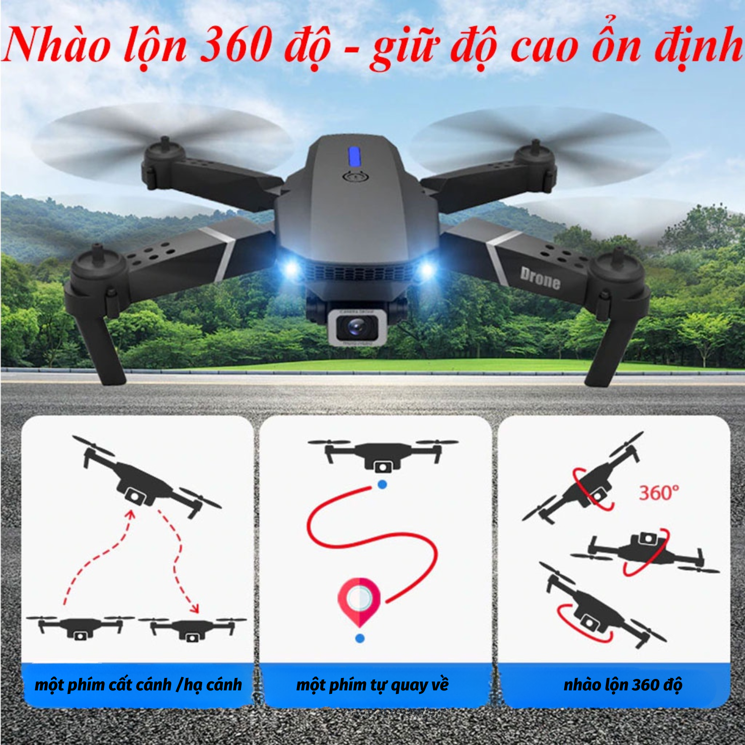 Flycam E88 Pro Trang bị 2 Camera 4 Sắc Nét, Máy Bay Điều Khiển Từ Xa Flycam Giá Rẻ, Mavic 2 Pro, SG700, Air 2S, L900 pro, L106 pro - Hàng Chính Hãng