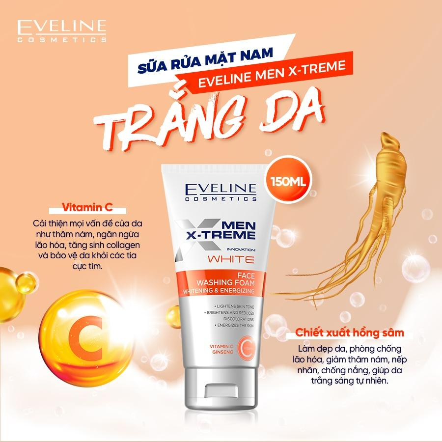 [Tặng tẩy da chết] Sữa rửa mặt trắng da dành cho nam Eveline Men X-treme 150ML