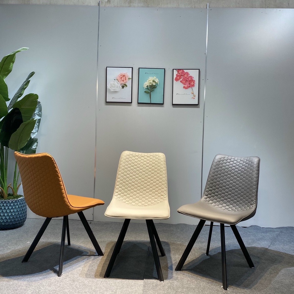 Bộ bàn ăn mặt đá Ceramic bóng chân chữ H kết hợp ghế Ring