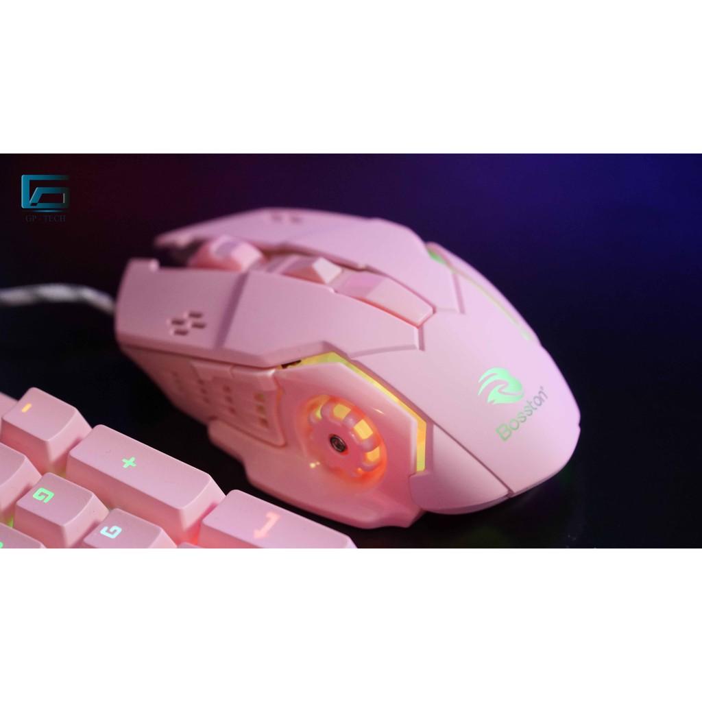 Combo bàn phím gaming mouse Bosston EK9350 HỒNG