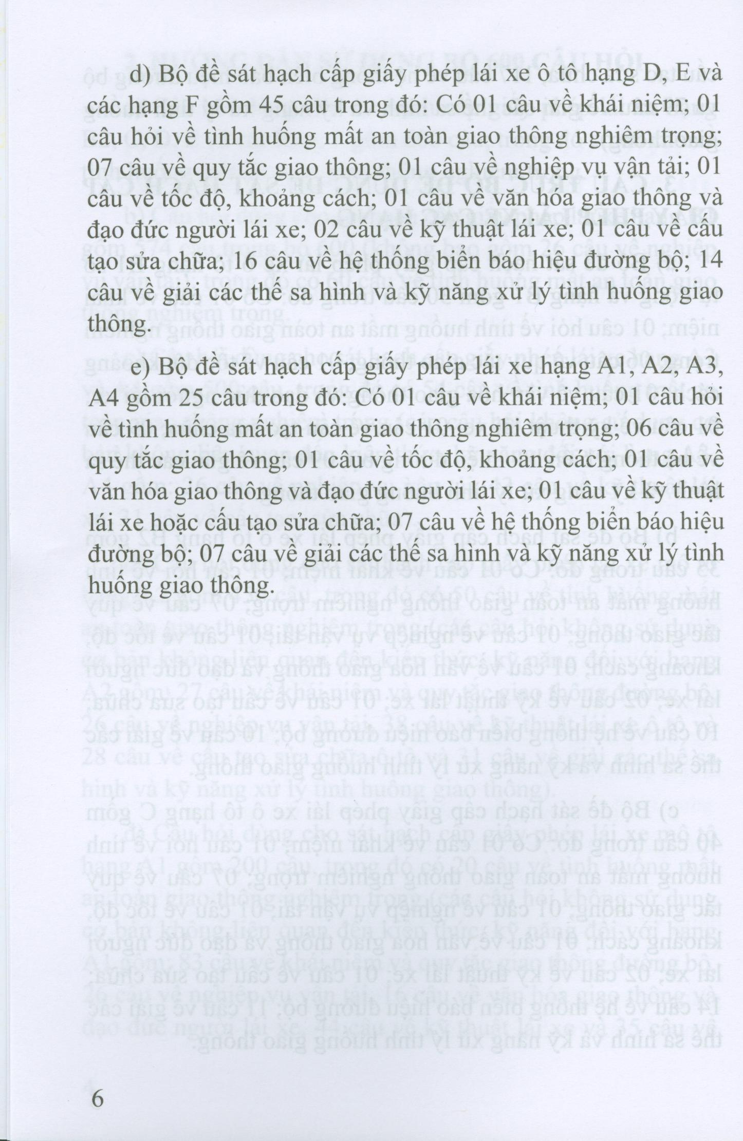 600 Câu Hỏi Dùng Cho Sát Hạch, Cấp Giấy Phép Lái Xe Cơ Giới Đường Bộ