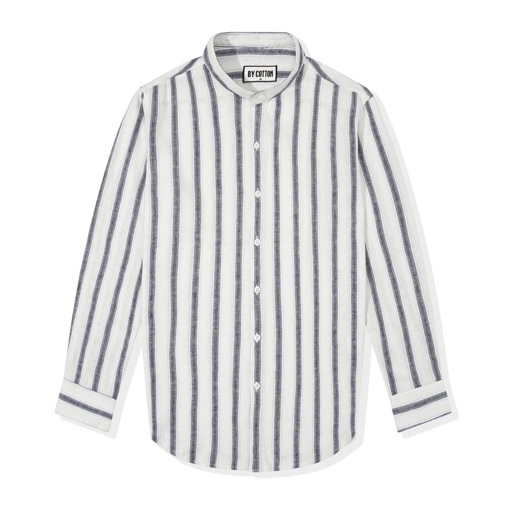 Áo Sơ Mi Nam Dài Tay Xanh Phối Sọc BY COTTON Linen Blue Stripes Shirt