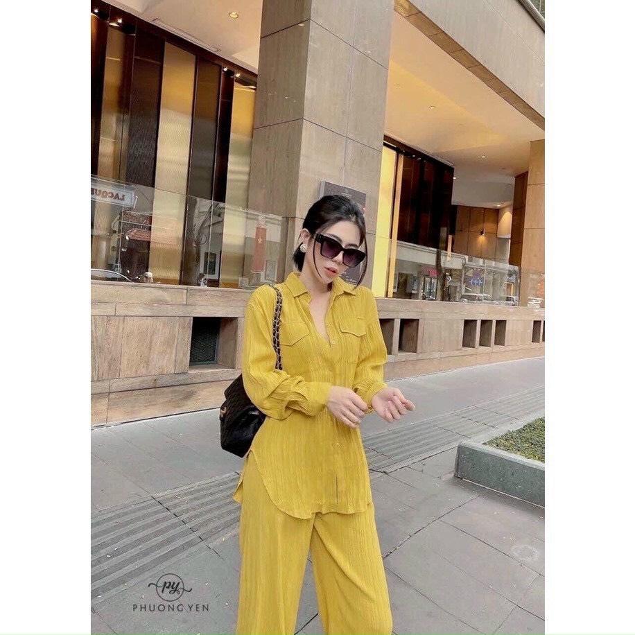 SET BỘ ÁO SOMI QUẦN ỐNG RỘNG 13793