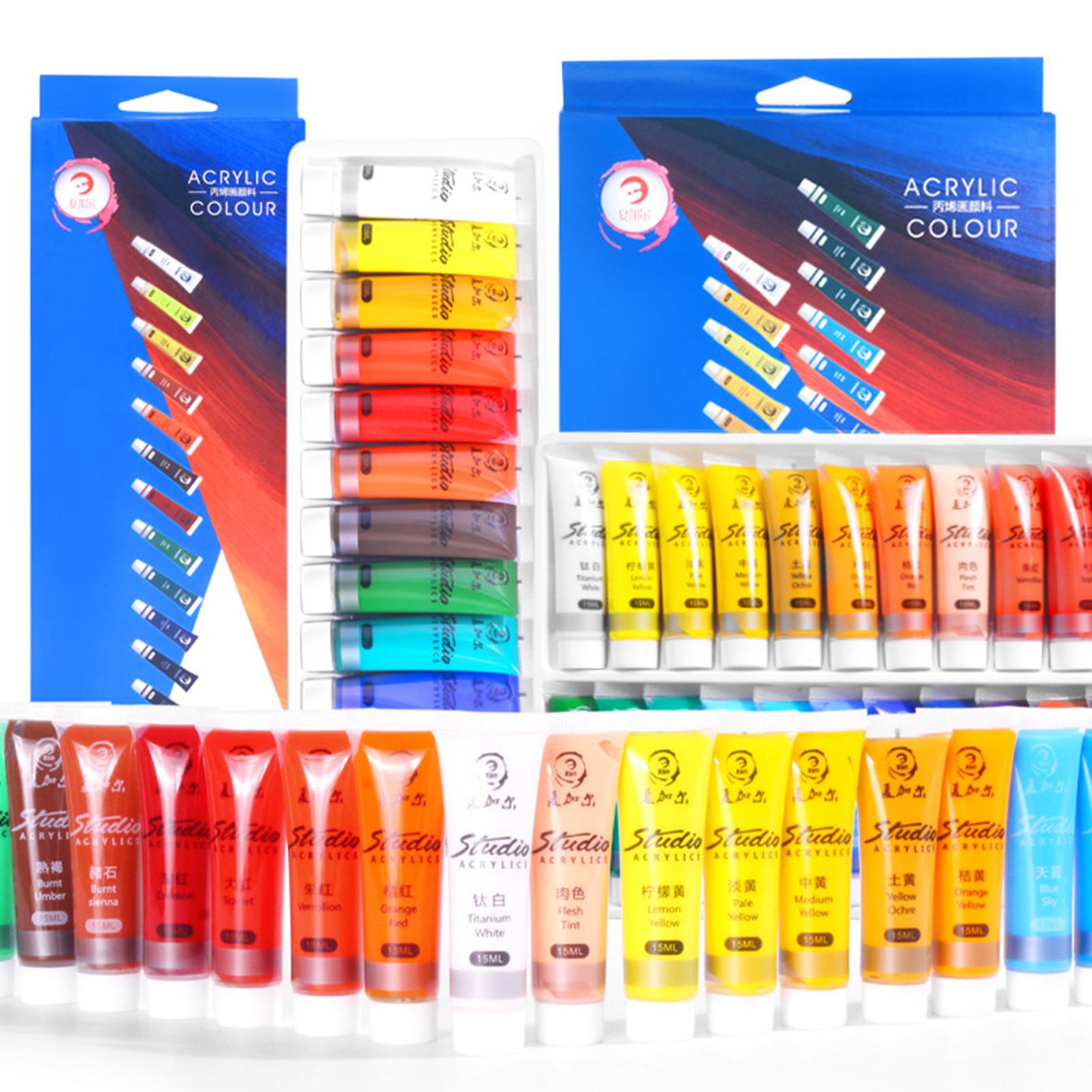 Paint Set 15ml Each Tube Waterproof Rich Pigments 24 Colors Art Supplies for Artist Painter DIY Wall Painting Crafts