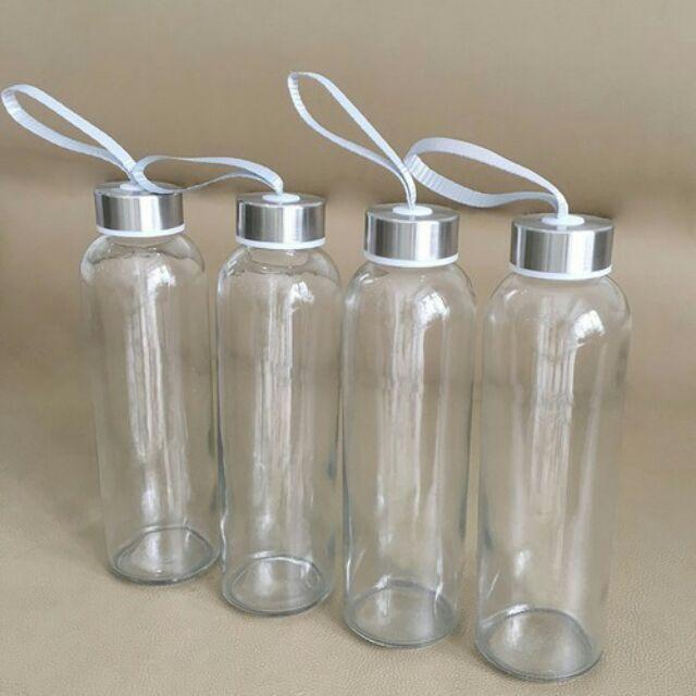 Bình detox thủy tinh nắp có dây xách 500ml