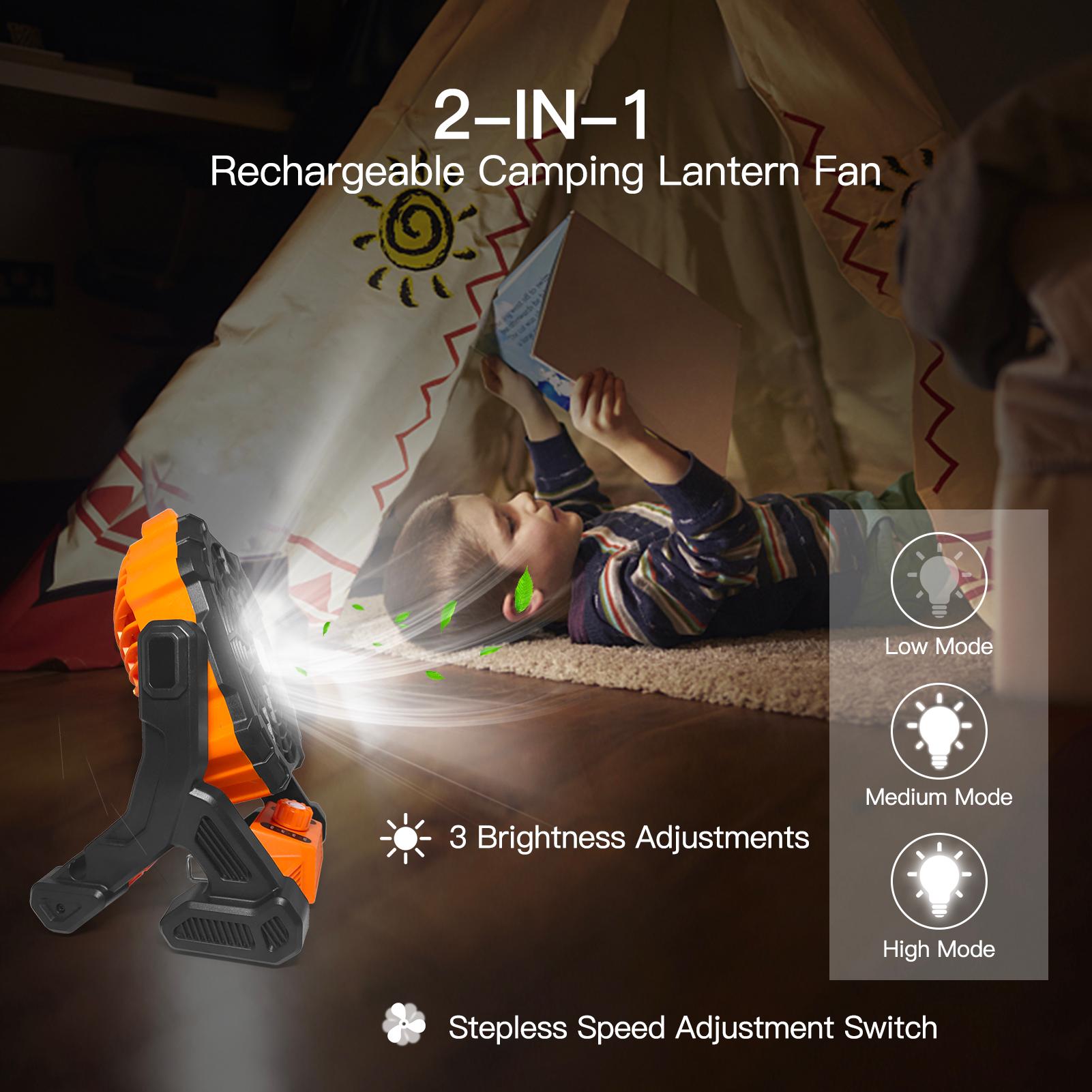 Quạt Máy Cắm Trại Kèm Đèn Pin 2 Trong 1 Tiện Nghi Phù Hợp Hoạt Động Ngoài Trời