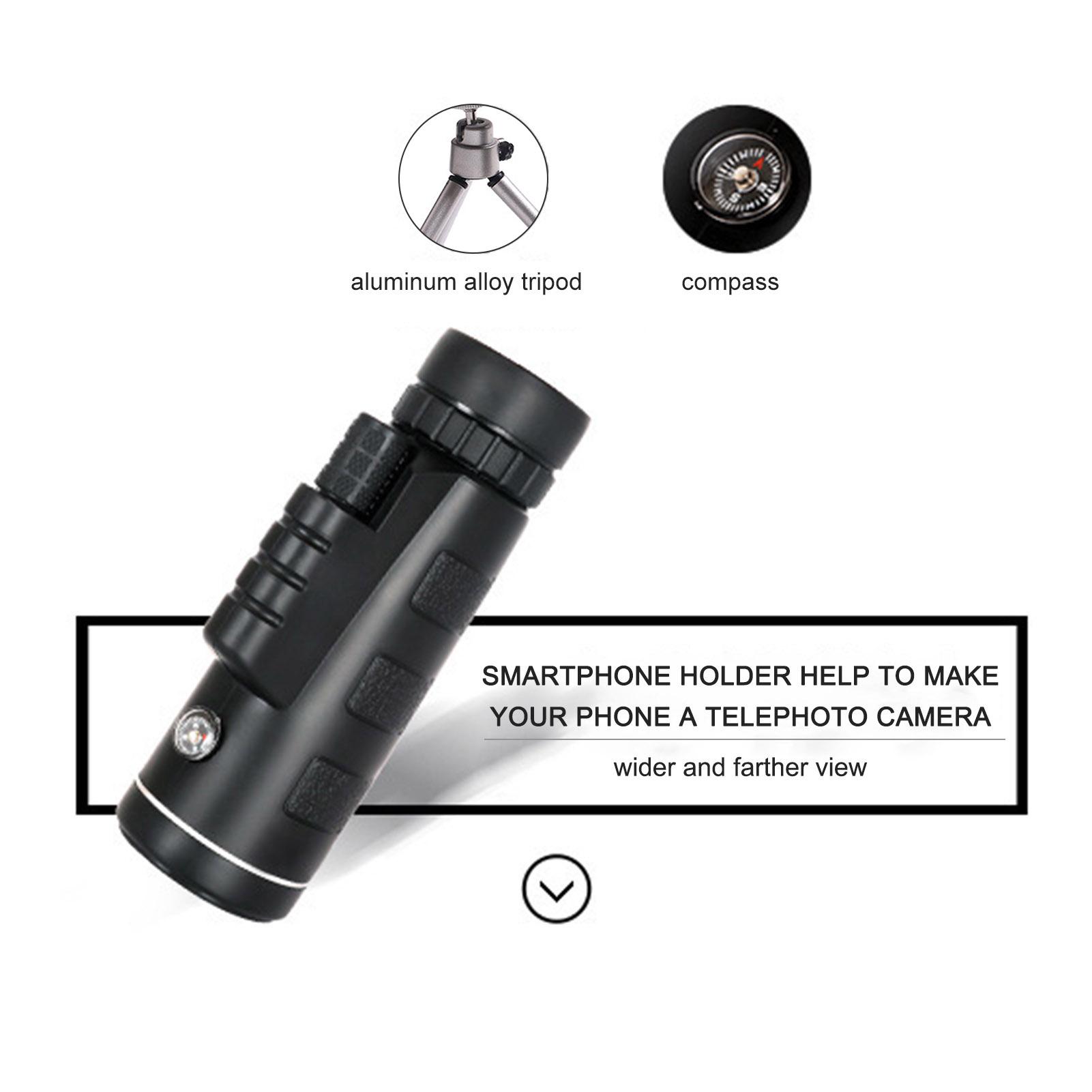 Ống nhòm một mắt Công suất cao 40X60 với giá đỡ điện thoại thông minh, chân máy và la bàn