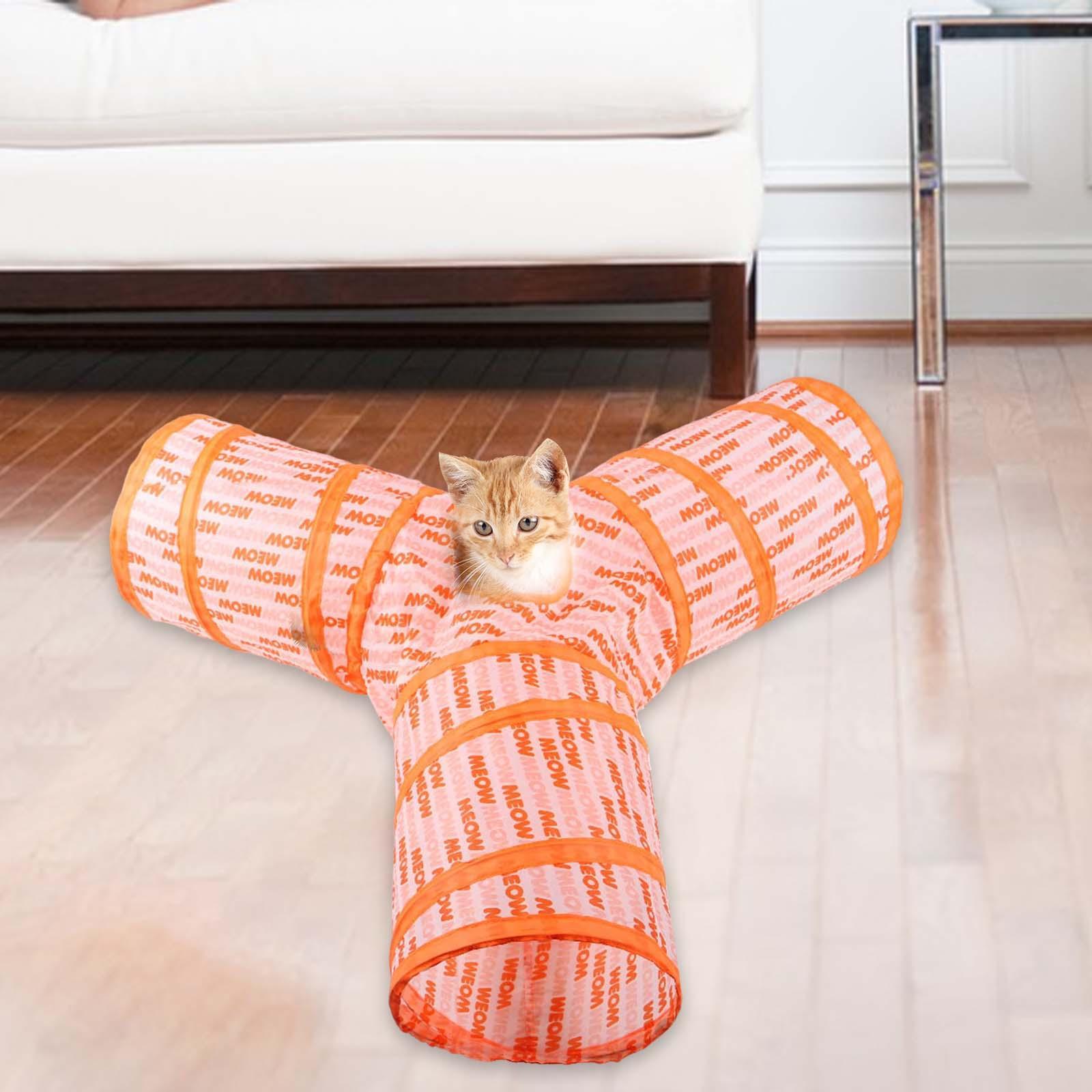 4 Pieces Cat Foldable Tunnel Toy for Bunny Kitten Small Animal Play Tunnel