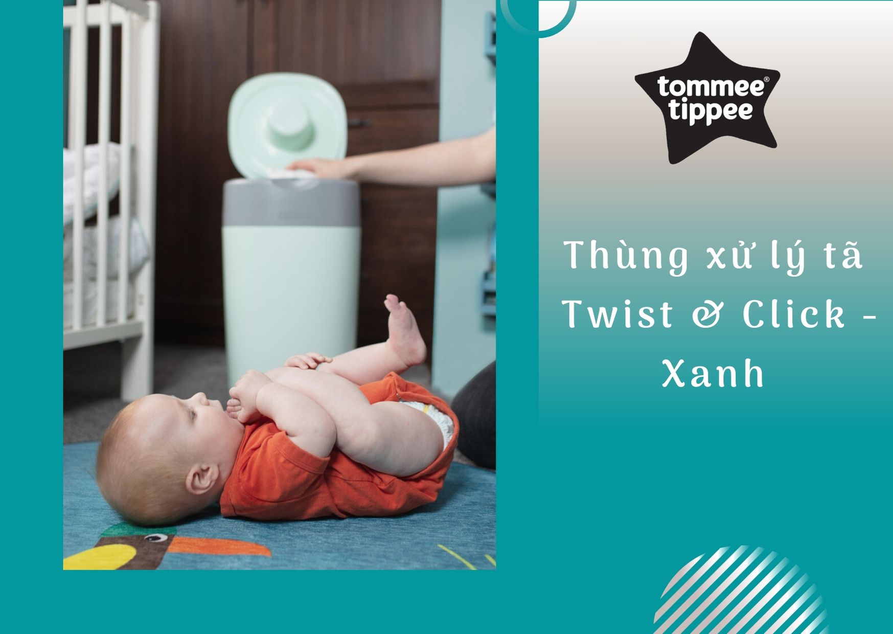 Thùng xử lý tã cho bé Tommee Tippee - Twist &amp; Click - Xanh dương