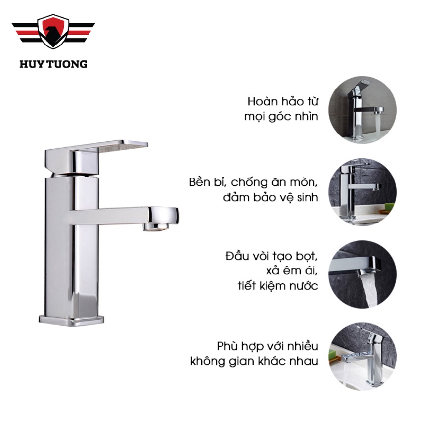 VÒI LAVABO VUÔNG NÓNG LẠNH INOX 304 (20CM)