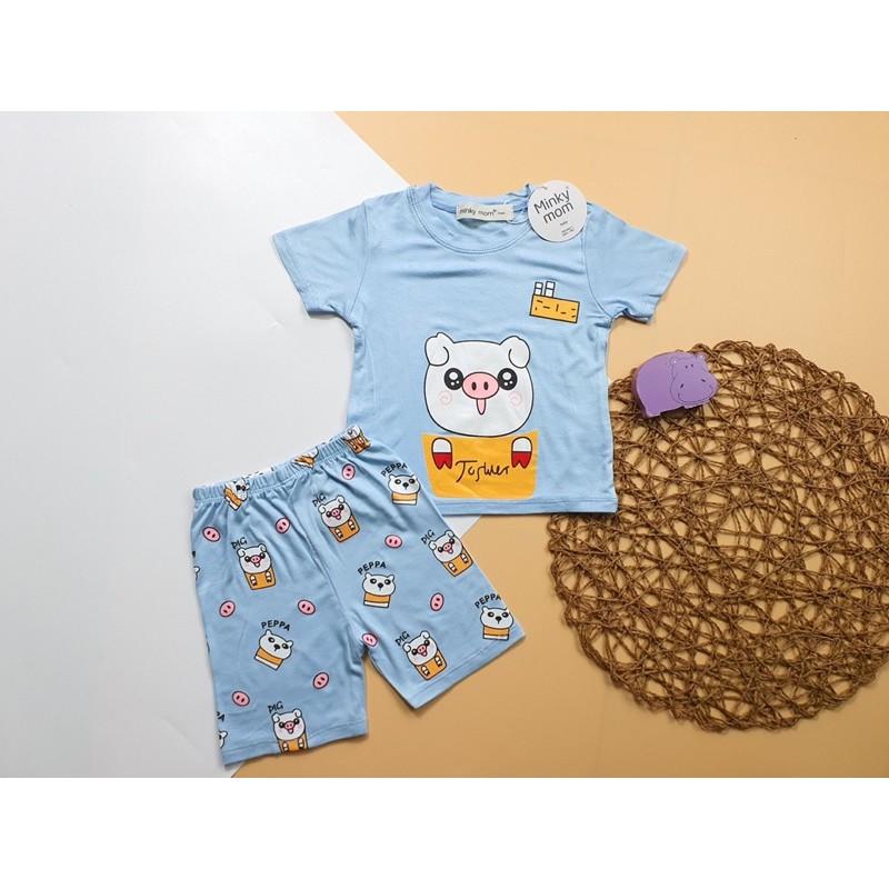 BỘ THUN LẠNH MINKYMOM TAY NGẮN BABY SHARK KITTY CHO BÉ TỪ 6 kí đến 19kí