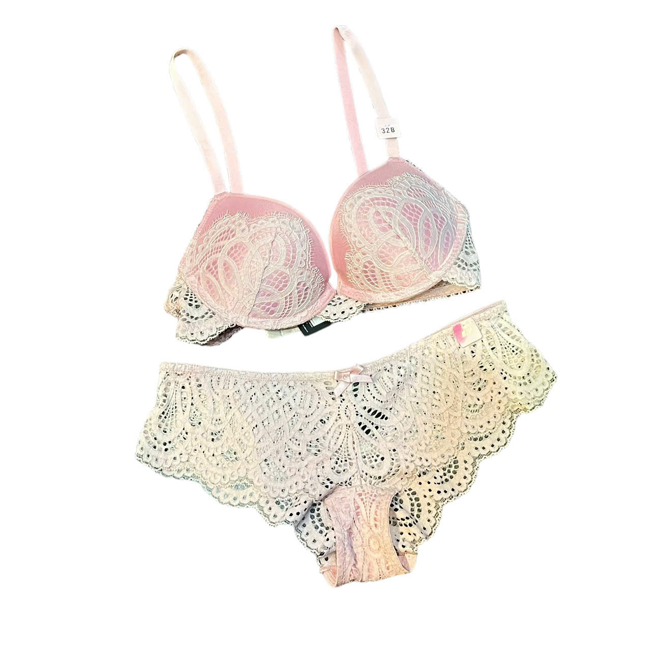 Bộ đồ lót Slyvia 3/4 cotton ren hoa áo mút 2cm có gọng khoét sâu quần ren nửa mông gợi cảm