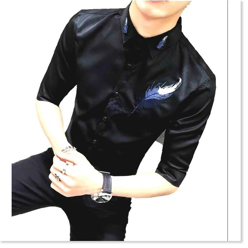 Áo sơ mi vải lụa 3D không nhăn HOẠ TIẾT LÔNG VŨ CỰC ĐẸP CHO CÁC CHÀNG KME FASHION