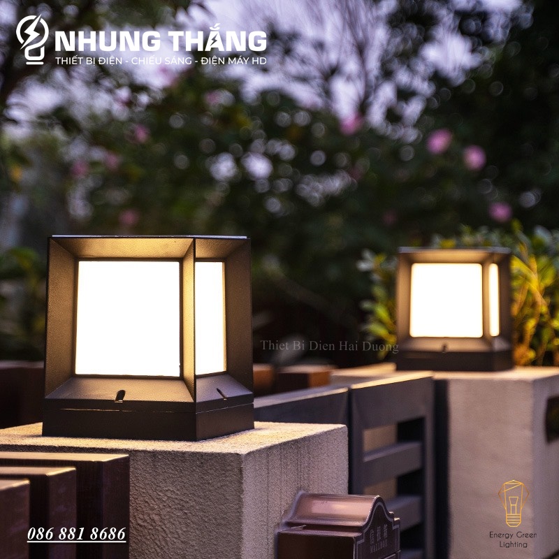 Đèn Sân Vườn Năng Lượng Mặt Trời Ngoài Trời LT-049 - Trụ Cổng Cột Đèn Hàng Rào Mái Hiên Chống Nước Cao Cấp Decor Vintage - Size 26cm