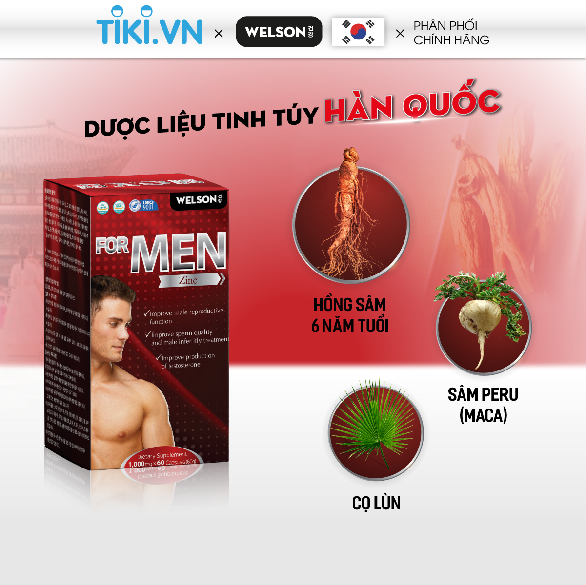 Viên Uống Tăng Cường Sinh Lý Nam Welson For Men hộp 60 viên