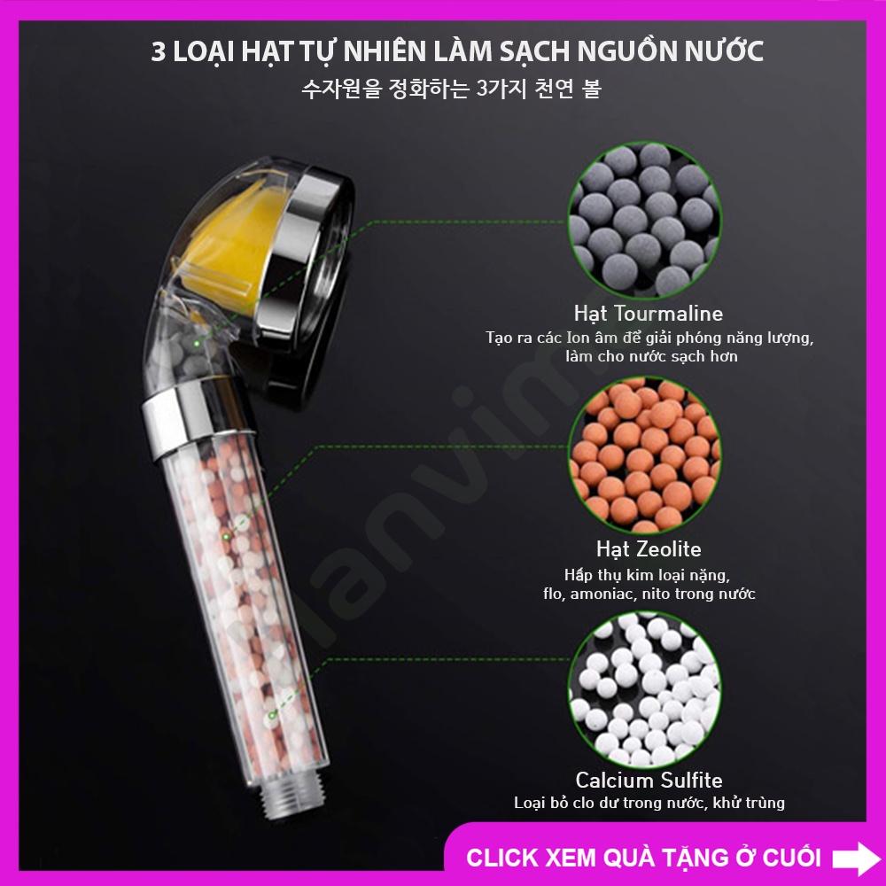 Vòi sen tăng áp tay tròn, size vừa có hạt lọc nano khử khuẩn, tiết kiệm nước