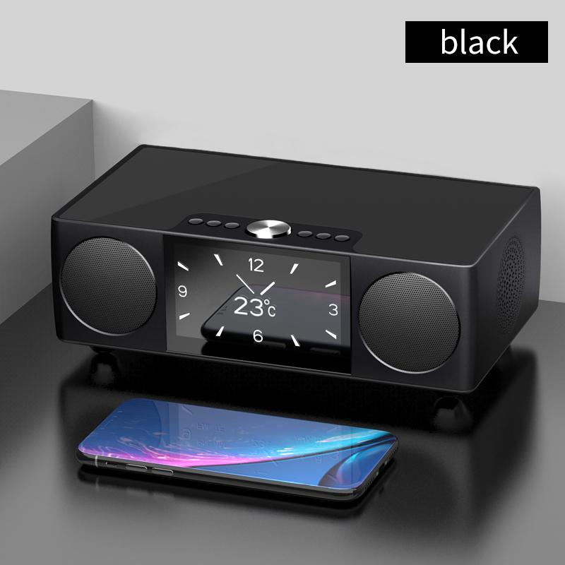 S99 Soaiy High Power Bluetooth Loa cao cấp Khí quyển Phim loa Bluetooth không dây có màn hình có loa siêu trầm đồng hồ Color: white Set Type: Speaker