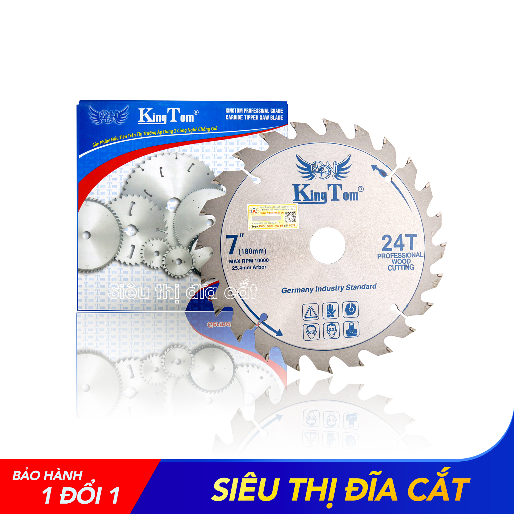 Lưỡi Cưa - Lưỡi Cắt Gỗ Cao Cấp 180-24 Răng KingTom - Chuyên Cắt Gỗ Cứng, Gỗ Tạp Đinh