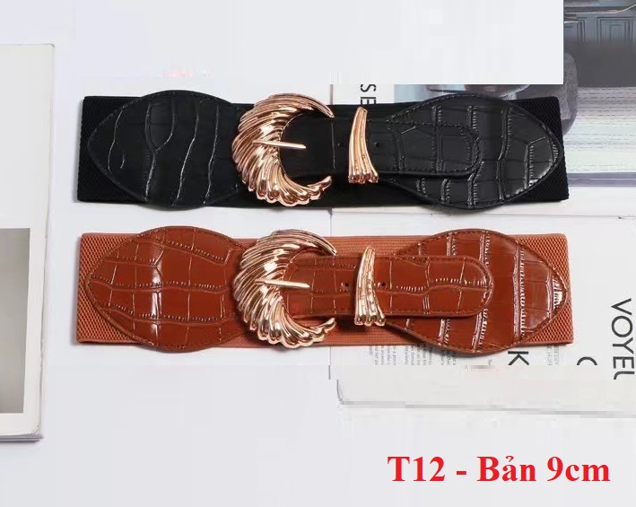 Đai váy Belt bản to mặt đồng đúc T12 Bản 9cm