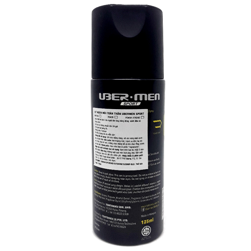 Xịt ngăn mùi toàn thân Ubermen Sport - Pow3r Xtrem3 125ml