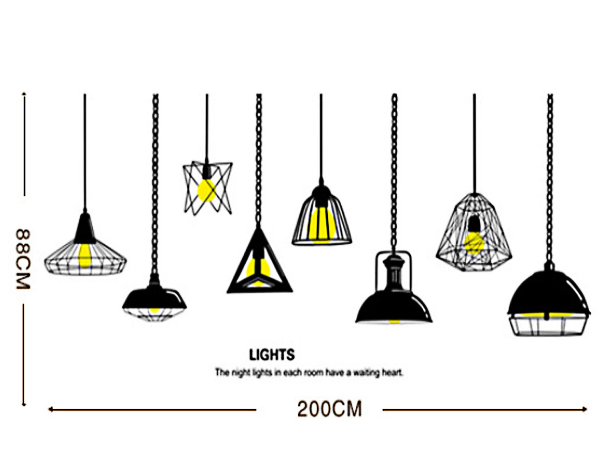 Decal dán tường đèn vàng đen xc9016
