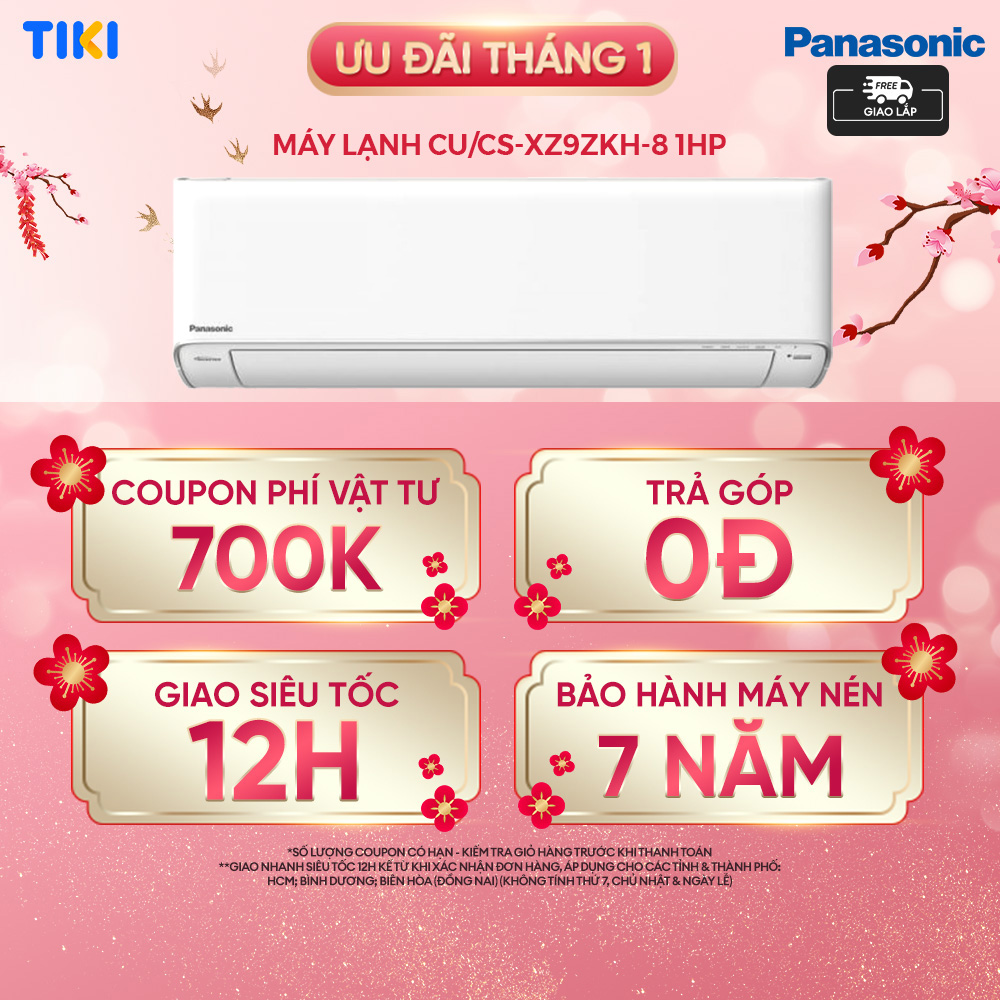 Máy lạnh/Điều hòa Panasonic CU/CS-XZ9ZKH-8 - Công suất 1HP - Hai chiều - Lọc sạch không khí nanoeX - Kết nối wifi - Hàng chính hãng