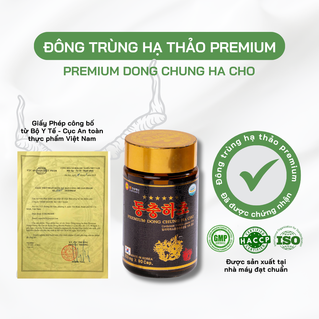 Đông Trùng Hạ Thảo Premium - Hộp Gỗ 180 Viên