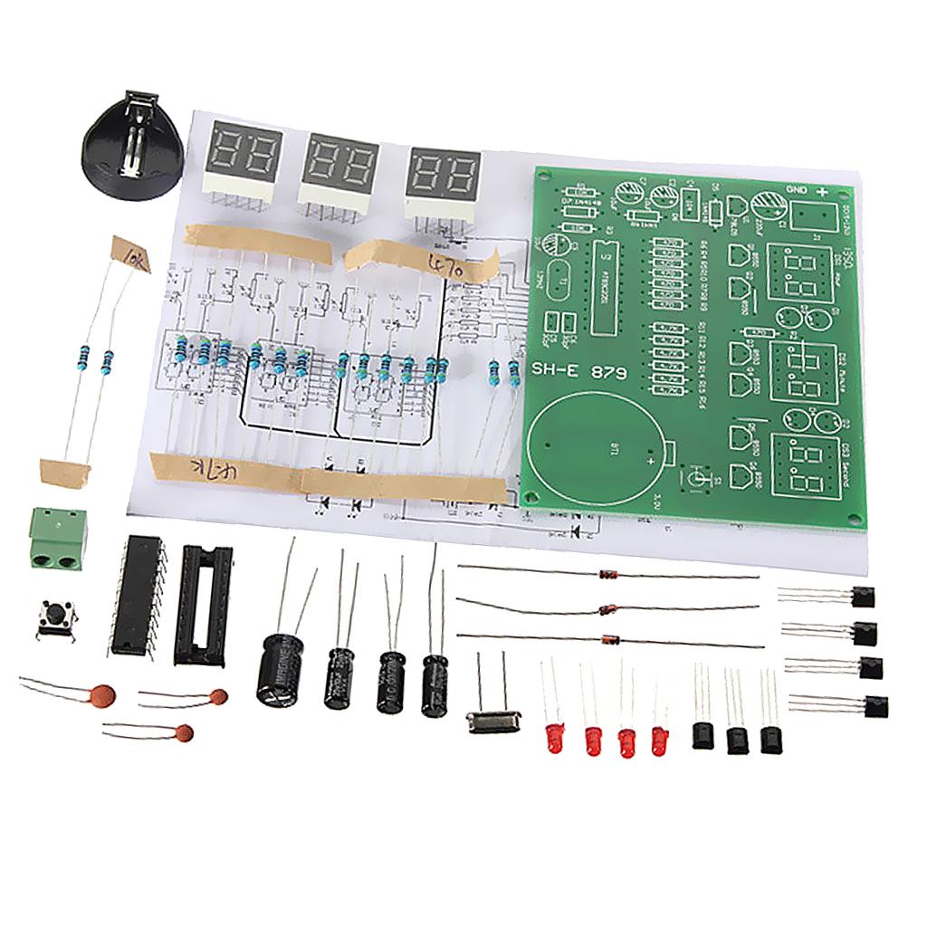 DIY PCB Circuit Board Digital LED Electronic Clock Alarm Kits Set 6 Digit