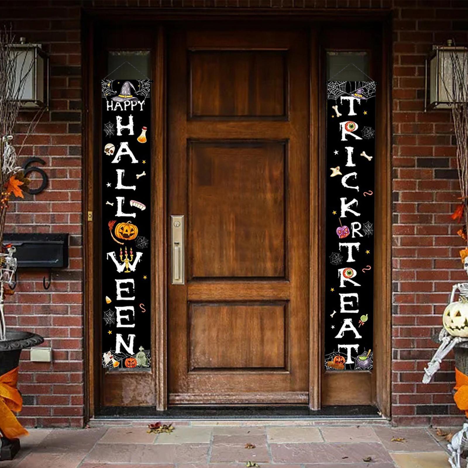 Halloween Banner Hanging Door Decorative Indoor Flag Halloween Decor for Festival Themed Party Haunted House Front Decor