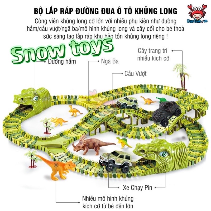 Đồ chơi đường ray công viên khủng long - Đồ chơi ô tô đường ray xe lửa thăm quan công viên kỷ Jura cho bé phát triển