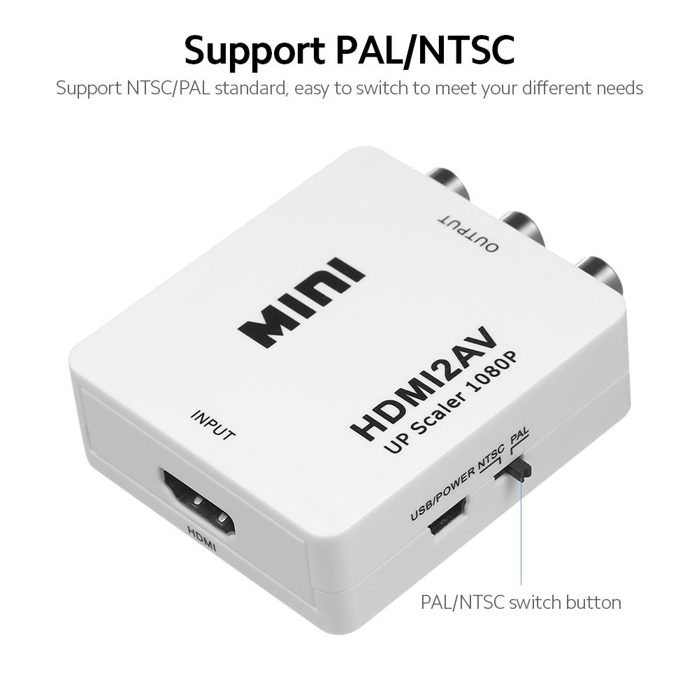 HD to AV Converter Digital Signal to RCA Video Converter 1080P Resolution Support NTSC/PAL Standard