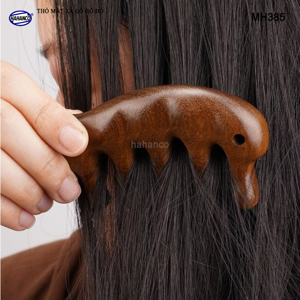 Dụng Cụ Mát Xa Tai Thỏ 5 Răng Gỗ Gõ Đỏ Thư Giãn Giảm Dụng Tóc - HAHANCO - MH385