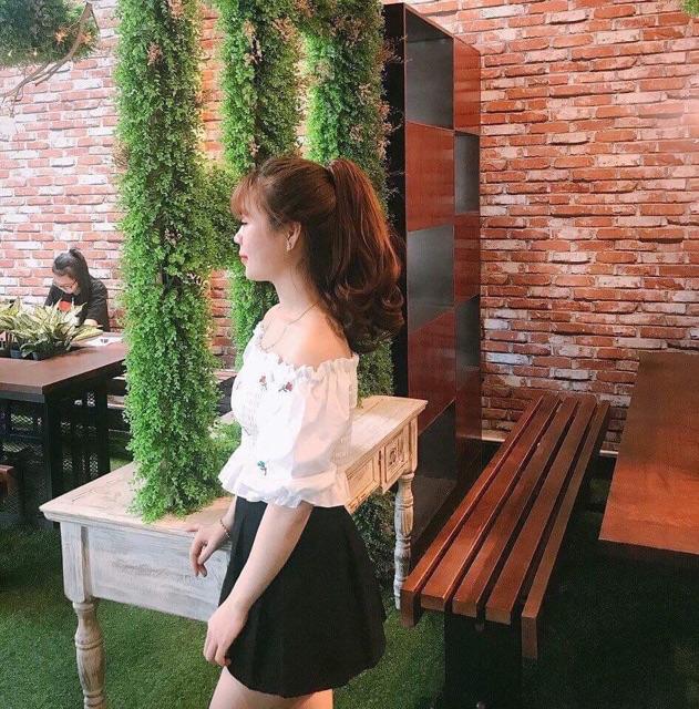 Tóc giả ngoặm ngắn xoăn ngắn ngang cổ
