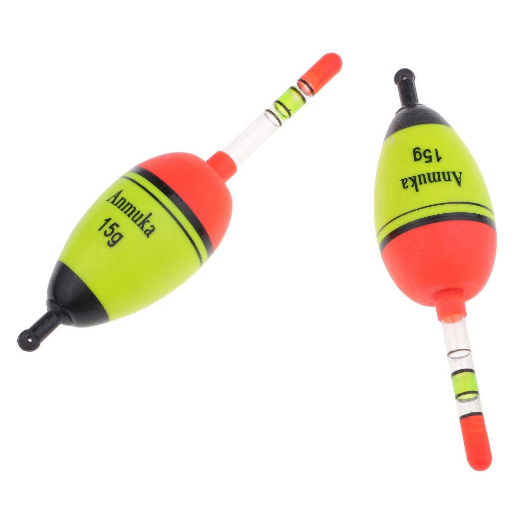 2x2pcs Luminous Fishing Float Vertical Rock Fishing Buoy Plastic Bobber 15g