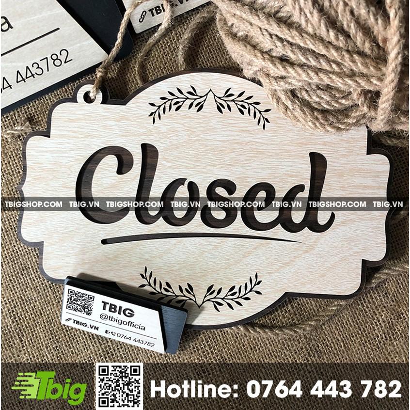 Bảng Open / Closed 2 lớp bằng gỗ 2 mặt dạng treo - Mẫu OC01