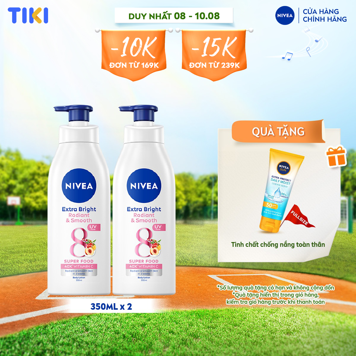 Bộ đôi Sữa Dưỡng Thể NIVEA 8 Super Fooods Dưỡng Sáng Da | Mịn Da (350 ml) - 98413