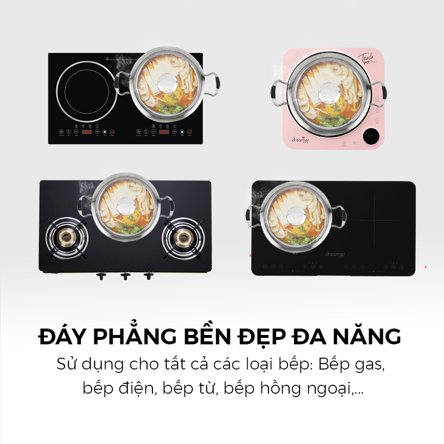 [MUA 1 TẶNG 1] Nồi lẩu đáy từ cao cấp DREAMER DKW-HPL125W có kèm nắp thuỷ tinh, Bảo hành 18 tháng, Hàng chính hãng