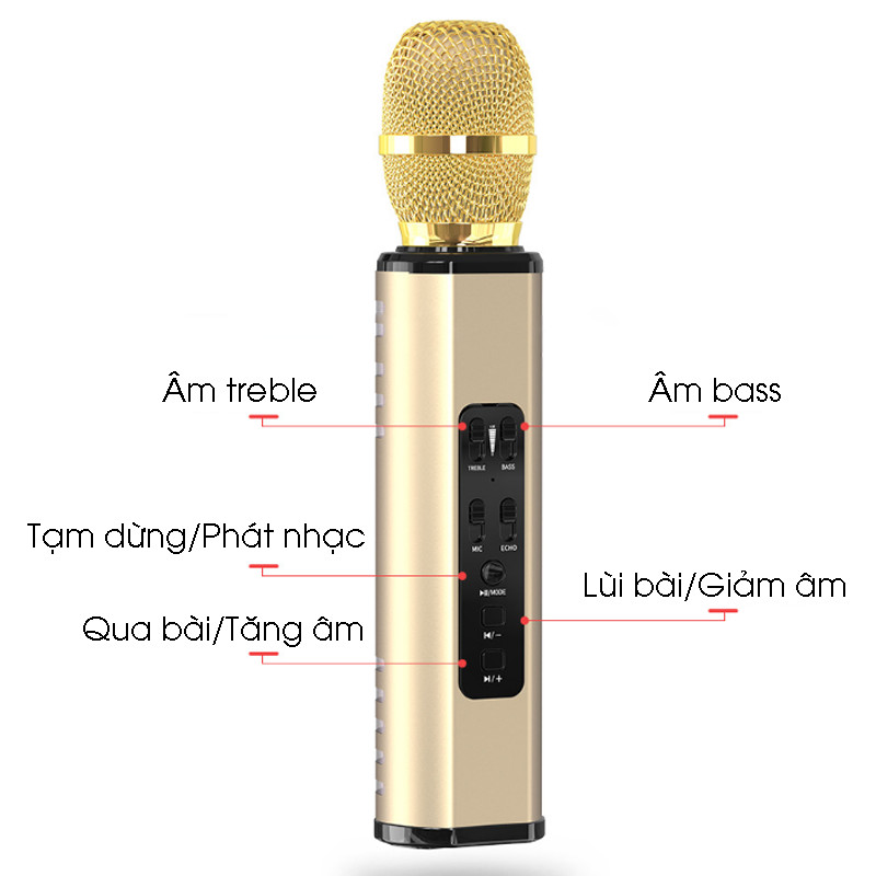 Mic Hát Karaoke Bluetooth Không Dây Tốt Nhất Hàng Cao Cấp - Hàng Chính Hãng PKCB