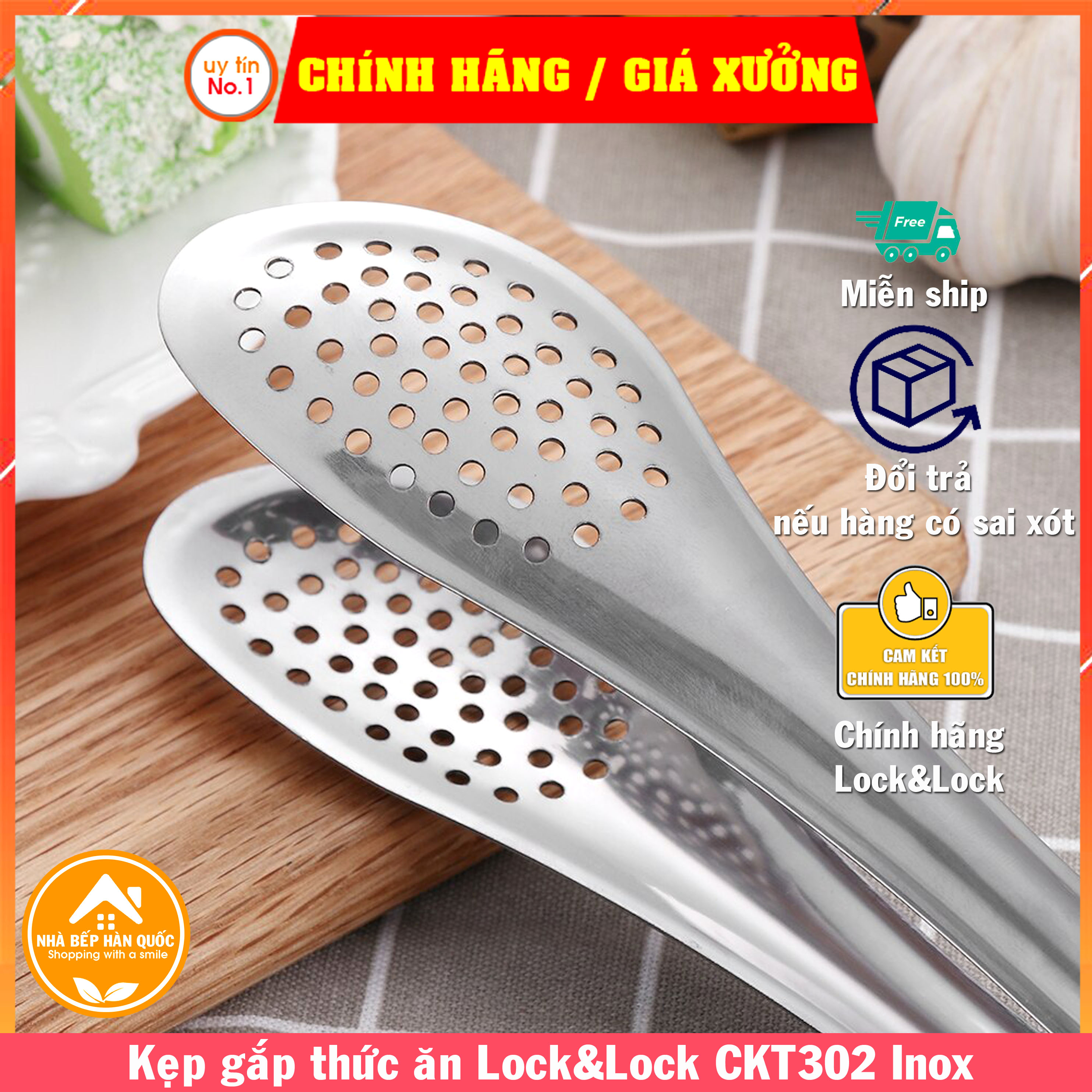 Kẹp gắp thức ăn Lock&amp;Lock bằng Inox CKT302