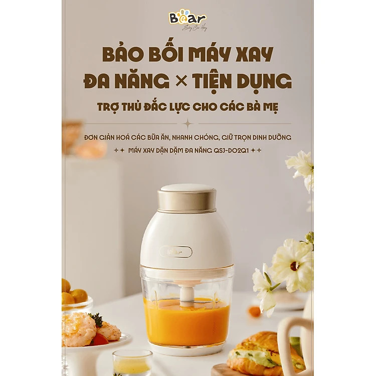 Máy xay ăn dặm 0.6L Bear QSJ-D02Q1. HÀNG CHÍNH HÃNG