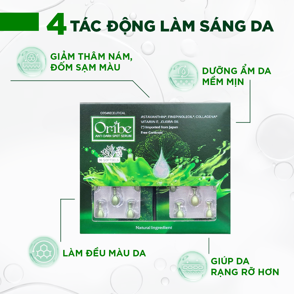 Serum Trắng Da Mờ Nám Tàn Nhang Chống Lão Hóa Oribe - Vi Tảo Lục và Tinh Dầu Thông Trắng Nhật Bản (Dạng Viên, Hộp 36 Viên)