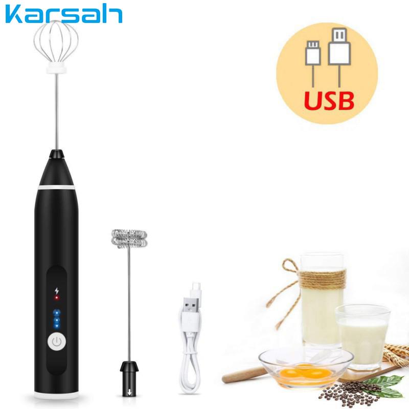 3 Tốc Độ Trứng Be Cà Phê Sữa Uống Đánh Trộn Đầu Eggbeater Frother Khuấy USB Sạc Thực Phẩm Cầm Tay Máy Xay Đánh Trứng