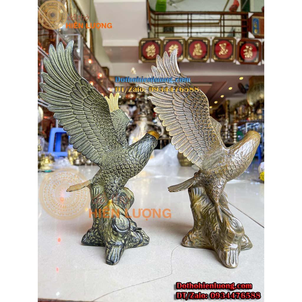 Tượng Đại Bàng Đậu Cành Cây Bằng Đồng Phong Thủy Cao 24cm