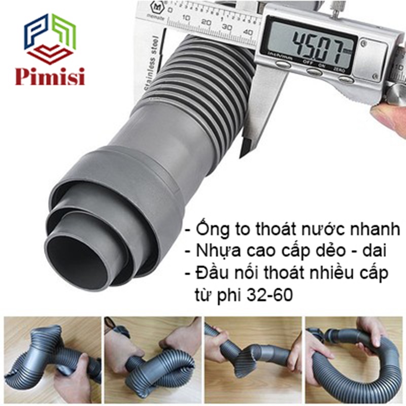 ﻿Xi Phông Chậu Rửa Chén Bát 2 Hốc Phi 110 Pimisi Cao Cấp Đầu Bầu Inox 304 - Dùng Để Xả Thải Nước Chậu Rửa Bát Đôi Dập Đúc Loại Ống Thải Nước To Bằng Nhựa Chun Uốn, Bầu Chống Mùi Hôi Và Giảm Dầu Mỡ Xuống Ống Dẫn - Có Đầu Thoát Tràn | Hàng Chính Hãng