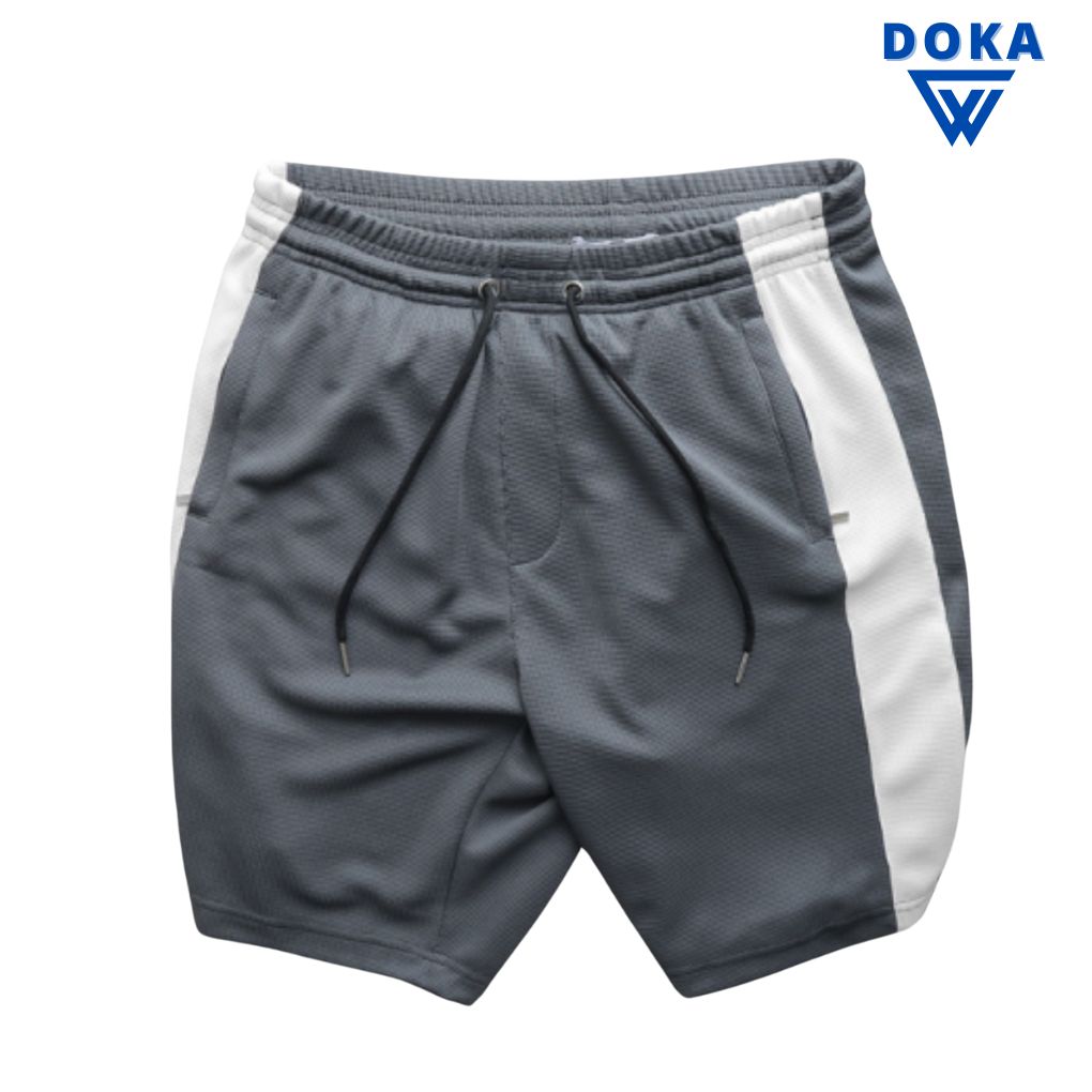 Quần short thun nam phối sọc màu túi khóa kéo màu basic dễ phối đồ phong cách thời trang Doka PST11